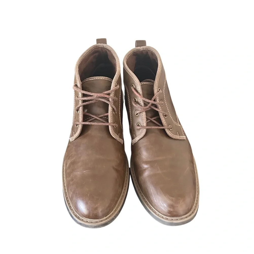 Perry Ellis Portfolio Kale Chukka Boots Ankle Brown Leather Size 11.5